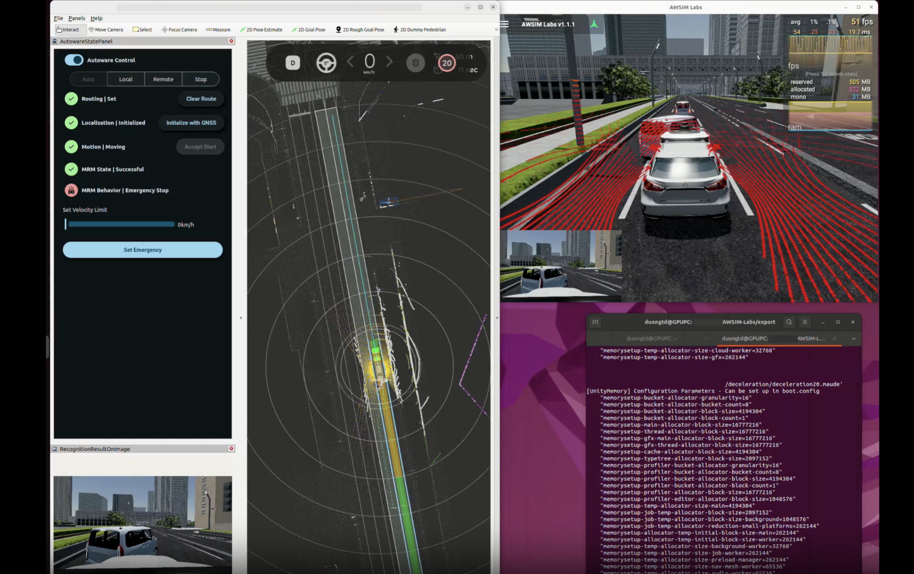 Autoware Safety Analysis in cutin, cutout, and deceleration scenarios